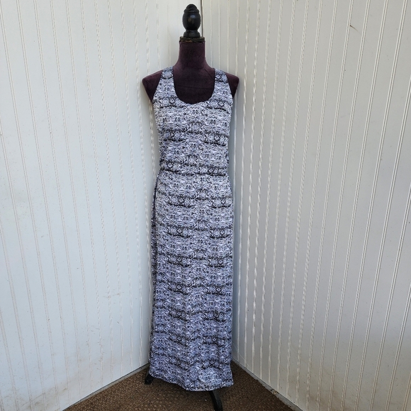 CATO Women's Black White Stretch Women's Geometric Prints Maxi Long Dress Sz M - Picture 1 of 15